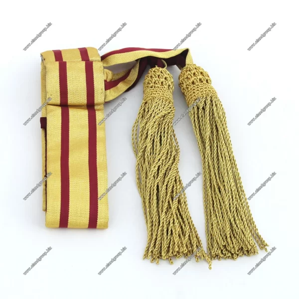Military Waist Belt Sashes Gold Maroon With Gold Tassel